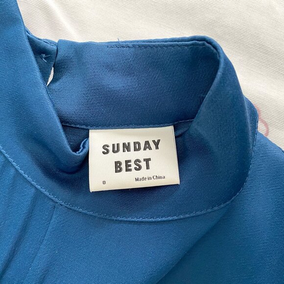 Aritzia Sunday Best ILSA DRESS Satin Blue Size 0 - Picture 4 of 11